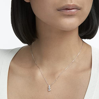 Swarovski Attract Trilogy Necklace - Women's White Round Crystal Pendant with Rhodium Plated Chain, Medium