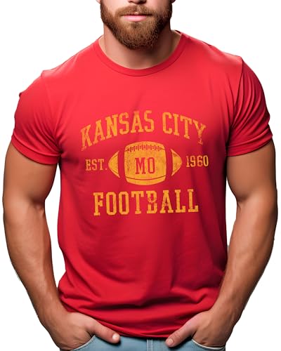 Vintage City Classic T-Shirt | American Football Arch Tee | Unisex Sizing (Medium, KC Red)