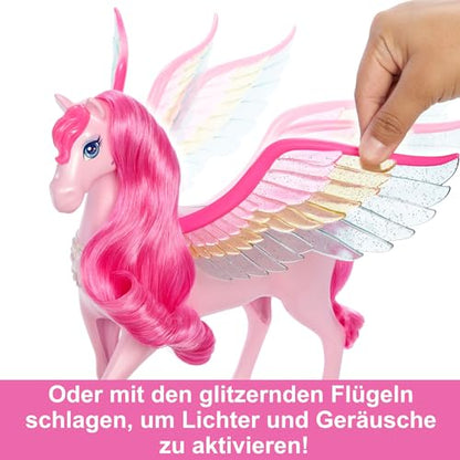 Barbie Pink Barbie Pegasus with 10 Accessories Including Puppy, Winged Horse Toys with Lights and Sounds, Barbie A Touch of Magic (Amazon Exclusive)