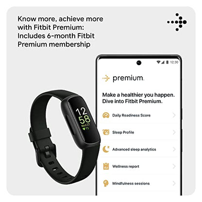 Fitbit Inspire 3 Health &-Fitness-Tracker with Stress Management, Workout Intensity, Sleep Tracking, 24/7 Heart Rate and more, Midnight Zen/Black One Size (S & L Bands Included)