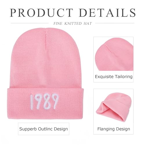 JOLUCE Taylor Merch Hat 1989 Swiftie Knit Hat TS Fans Winter Hat Holiday Party Birthday Thanksgiving Valentine's Day New Year Gift Pink