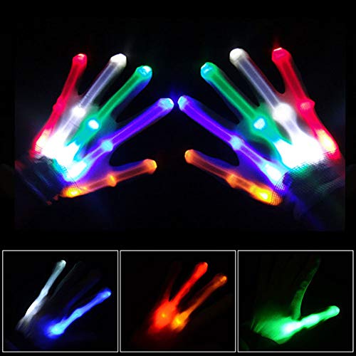 TOPTOY LED Gloves, Light Up Gloves for Kids Birthday Easter Gift Cool Fun Toys for 3-12 Year Old Boys Girls