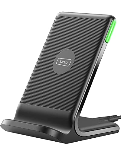 INIU Wireless Charger, 15W Fast Wireless Charging Station with Sleep-Friendly Adaptive Light Compatible with iPhone 15 14 13 12 Pro XR XS 8 Plus Samsung Galaxy S23 S22 S21 S20 Note 20 10 Google etc