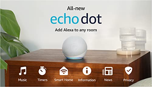 Echo Dot (5th Gen, 2022 release) | With bigger vibrant sound, helpful routines and Alexa | Glacier White