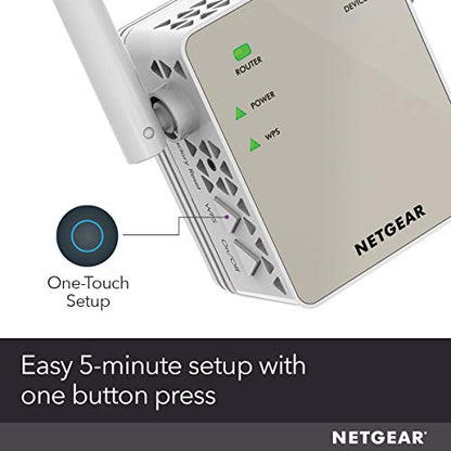 NETGEAR Wi-Fi Range Extender EX6120 - Coverage Up to 1500 Sq Ft and 25 Devices with AC1200 Dual Band Wireless Signal Booster & Repeater (Up to 1200Mbps Speed), and Compact Wall Plug Design, White