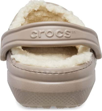 Crocs Unisex Classic Lined Clog | Fuzzy Slippers, Mushroom/Bone, 4 US Men