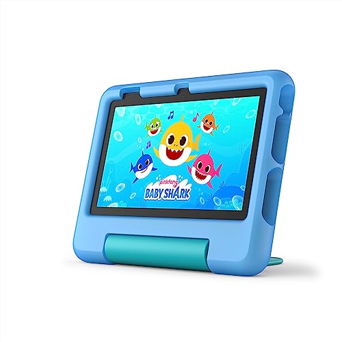 Amazon Fire 7 Kids tablet, ages 3-7. Top-selling 7" kids tablet on Amazon - 2022 | ad-free content with parental controls included, 10-hr battery, 16 GB, Blue