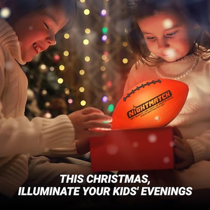 NIGHTMATCH Glow in The Dark Football - Ultra Bright Waterproof LED Light Up Football - Pump & Batteries incl. - Official Size 6 LED Football for Indoor & Outdoor - Ideal Gift for Kids, Youth & Adults