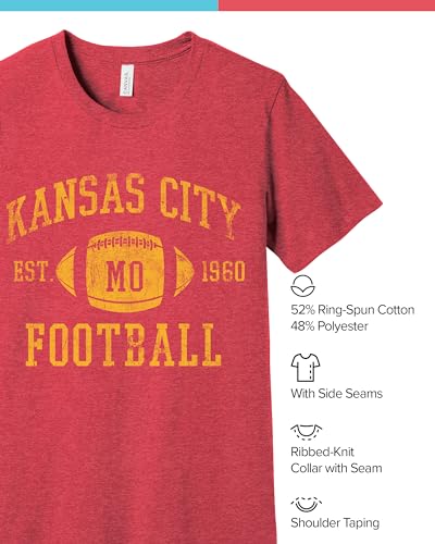 Vintage City Classic T-Shirt | American Football Arch Tee | Unisex Sizing (Medium, KC Red)