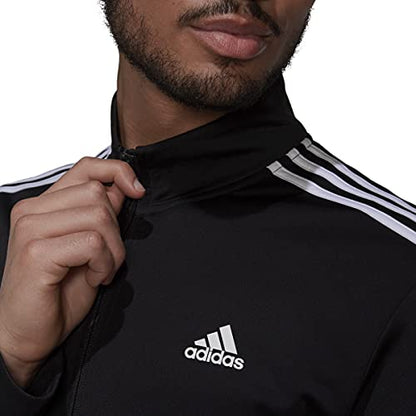 adidas Men's Essentials Warm-Up 3-Stripes Track Top, Black/White, Small