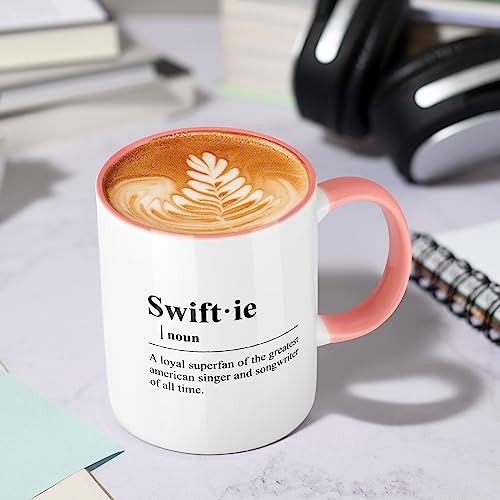 Taylor Coffee Mug Swiftie Merch for the Eras Music,Musician Tea Cup for Woman,Music Lovers Gifts for Fans (Pink)