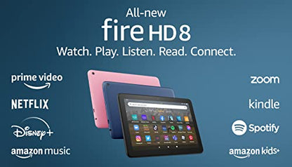 Amazon Fire HD 8 tablet, 8” HD Display, 32 GB, 30% faster processor, designed for portable entertainment, (2022 release), Rose