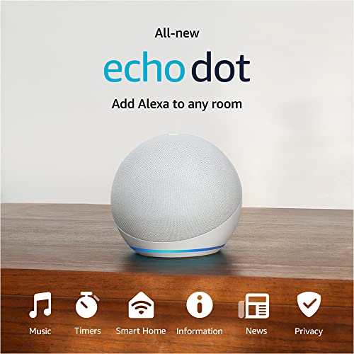 Echo Dot (5th Gen, 2022 release) | With bigger vibrant sound, helpful routines and Alexa | Glacier White