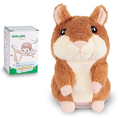 SANJOIN Toddler Toys 2-3 Talking Hamster Repeats What You Say, Interactive Birthday Gift, Stocking Sfufers for Kids Boys Girls Gifts for 1.5+ Year Old Baby, Child (Brown)