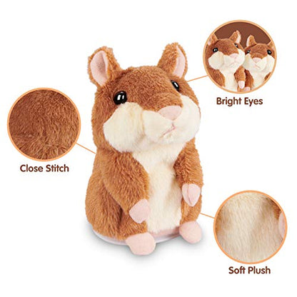 SANJOIN Toddler Toys 2-3 Talking Hamster Repeats What You Say, Interactive Birthday Gift, Stocking Sfufers for Kids Boys Girls Gifts for 1.5+ Year Old Baby, Child (Brown)