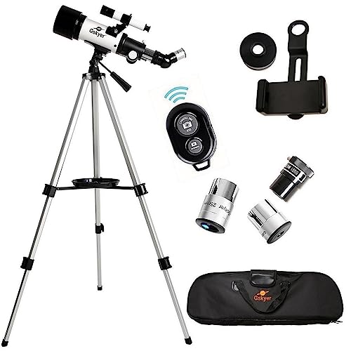 Gskyer Telescope, 70mm Aperture 400mm AZ Mount Astronomical Refracting Telescope for Kids Beginners - Travel Telescope with Carry Bag, Phone Adapter and Wireless Remote