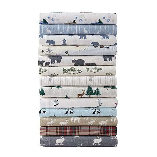 Eddie Bauer - Queen Sheets, Cotton Flannel Bedding Set, Brushed for Extra Softness, Cozy Home Decor (Montlake Plaid, Queen)