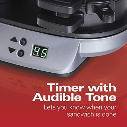 Hamilton Beach Dual Breakfast Sandwich Maker with Timer, Silver (25490A)