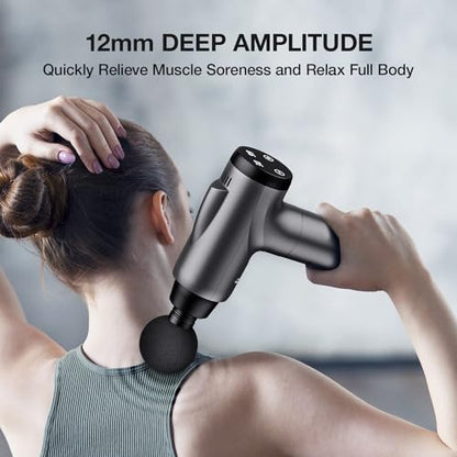 OLsky Massage Gun Deep Tissue, Handheld Electric Muscle Back Massager, High Intensity Percussion Massagers Device for Pain Relief with 10 Attachments & 30 Speed(Grey)