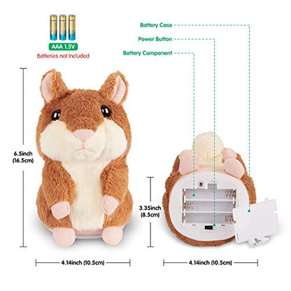 SANJOIN Toddler Toys 2-3 Talking Hamster Repeats What You Say, Interactive Birthday Gift, Stocking Sfufers for Kids Boys Girls Gifts for 1.5+ Year Old Baby, Child (Brown)