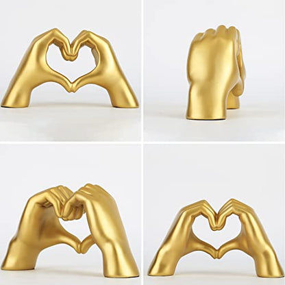 DOVDOV Golden Gesture Decoration, Love Finger Statue Modern, Modern Art Sculpture Personalized Finger Home Decoration, Creative Wedding Home Desktop Decoration