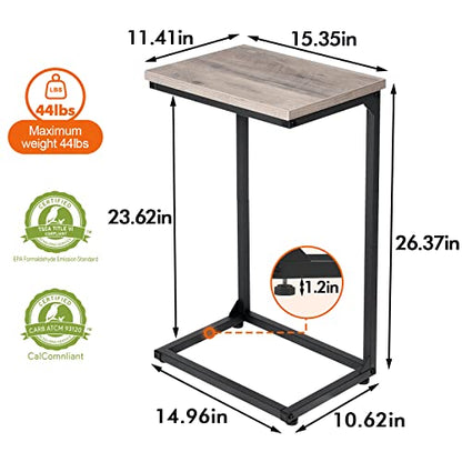 AMHANCIBLE C Tables End Table, TV Trays Set of 2, Couch Table for Small Space, Bedside Tables for Living Room, Bedroom, Office, Metal Frame HET02BGY