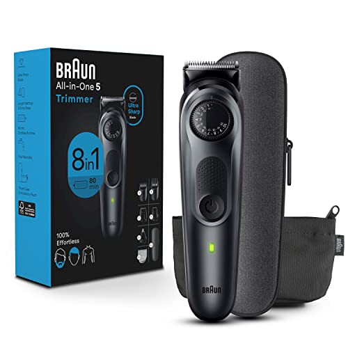 Braun All-in-One Style Kit Series 5 5471, 8-in-1 Trimmer for Men with Beard Trimmer, Body Trimmer for Manscaping, Hair Clippers & More, Ultra-Sharp Blade, 40 Length Settings, Waterproof