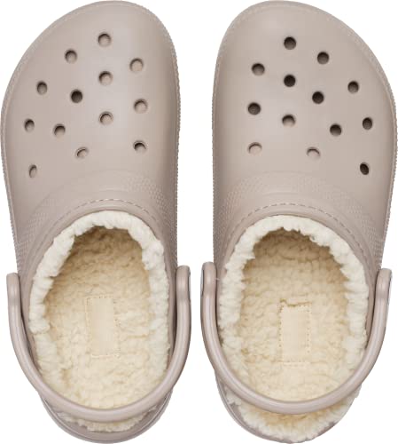 Crocs Unisex Classic Lined Clog | Fuzzy Slippers, Mushroom/Bone, 4 US Men