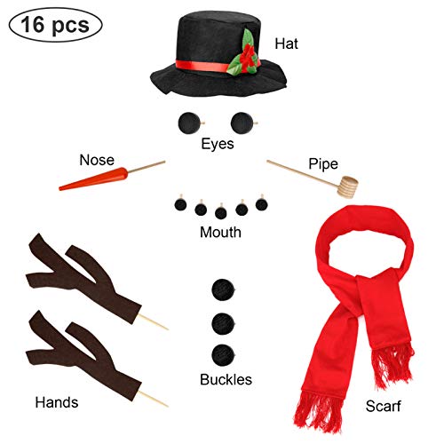 Colovis 16Pcs Snowman Decorating Kit, Snowman Making Kit Winter Party Kids Toys Christmas Holiday Decoration Gift(1 Pack)