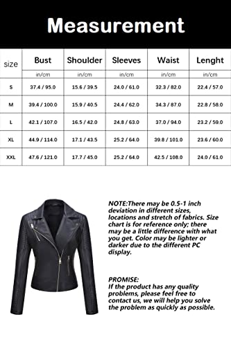 Bellivera Womens Faux Leather Casual Jacket Moto Fall Clothes Coat 53 Black M