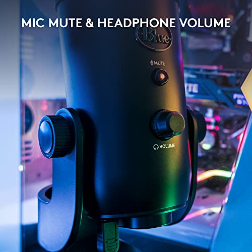 Logitech for Creators Blue Yeti USB Microphone for Gaming, Streaming, Podcasting, Twitch, YouTube, Discord, Recording for PC and Mac, 4 Polar Patterns, Studio Quality Sound, Plug & Play-Blackout