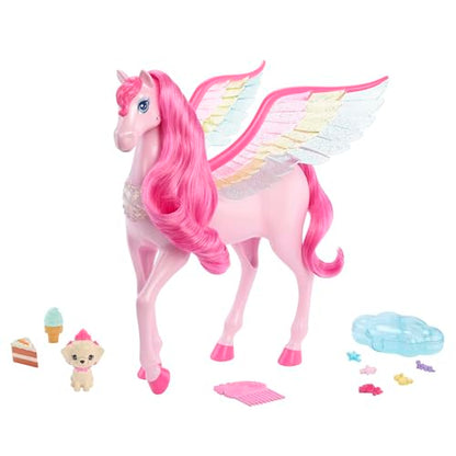 Barbie Pink Barbie Pegasus with 10 Accessories Including Puppy, Winged Horse Toys with Lights and Sounds, Barbie A Touch of Magic (Amazon Exclusive)