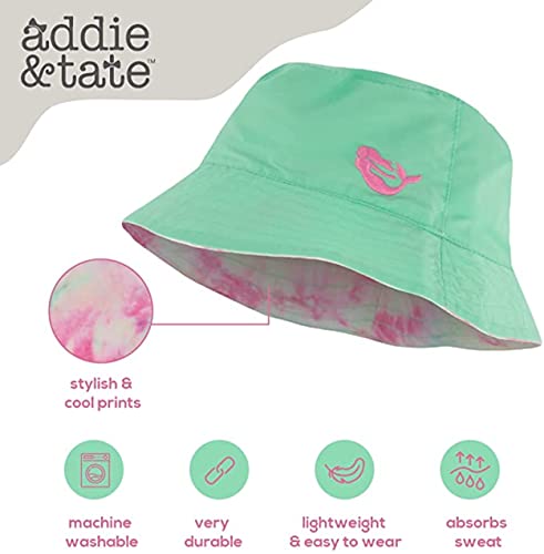 Bucket Hat for Girls & Boys, Packable Double Sided Reversible Beach Sun Kids Bucket Hat (Mint Green/Tie Dye, 3-6 Years)