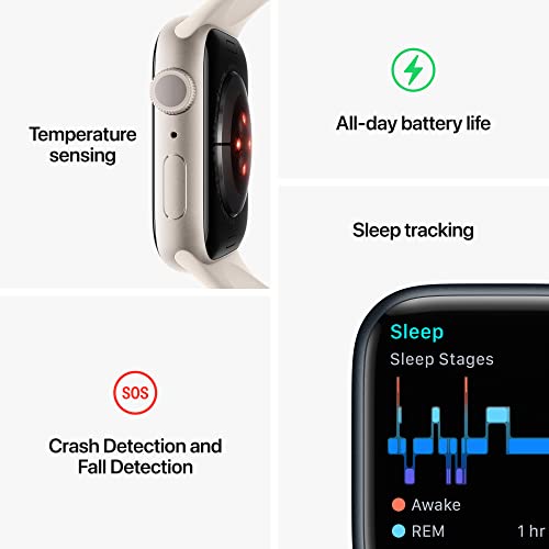 Apple Watch Series 8 [GPS 41mm] Smart Watch w/Midnight Aluminum Case with Midnight Sport Band - S/M. Fitness Tracker, Blood Oxygen & ECG Apps, Always-On Retina Display, Water Resistant