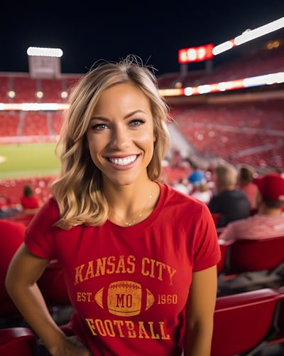 Vintage City Classic T-Shirt | American Football Arch Tee | Unisex Sizing (Medium, KC Red)