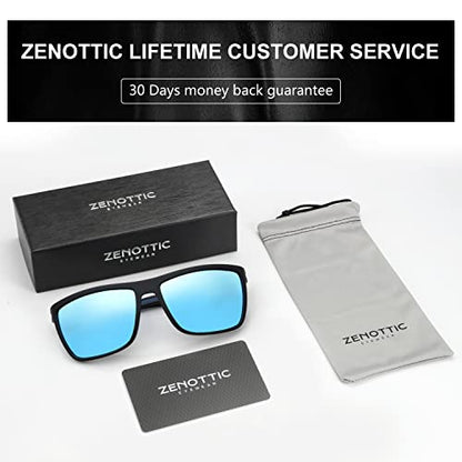 ZENOTTIC Polarized Sunglasses for Men Lightweight TR90 Frame UV400 Protection Square Sun Glasses