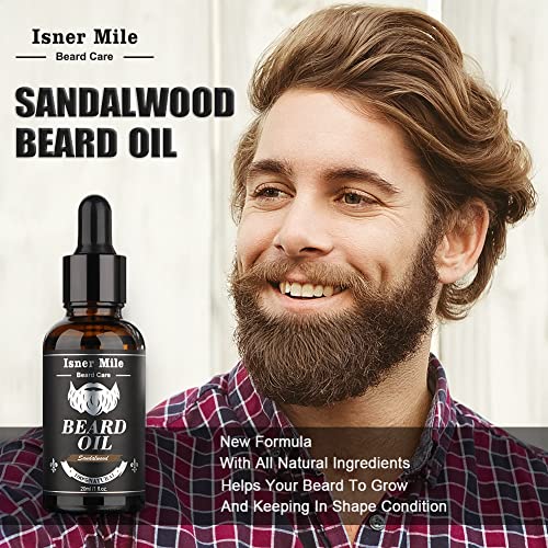 Isner Mile Beard Kit for Men, Grooming & Trimming Tool Complete Set with Shampoo Wash, Beard Care Oil, Balm, Brush, Comb, Scissors & Storage Bag, Perfect Gifts for Him Man Dad Father Boyfriend