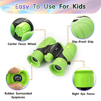 REAPP Binoculars for Kids High-Resolution 8x21, Gift for Boys & Girls Shockproof Compact Kids Binoculars for Bird Watching, Hiking, Camping, Travel, Learning, Spy Games & Exploration