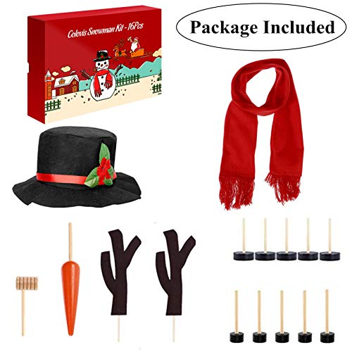 Colovis 16Pcs Snowman Decorating Kit, Snowman Making Kit Winter Party Kids Toys Christmas Holiday Decoration Gift(1 Pack)