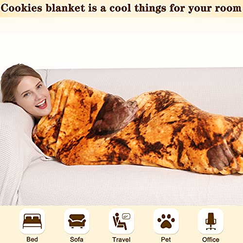 mermaker Cookies Blanket 2.0 Double Sided 80 inches for Adult and Kids, Novelty Realistic Cookies Throw Blanket, 285 GSM Soft Flannel Blanket