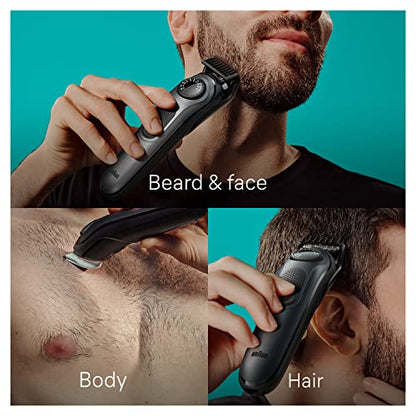 Braun All-in-One Style Kit Series 5 5471, 8-in-1 Trimmer for Men with Beard Trimmer, Body Trimmer for Manscaping, Hair Clippers & More, Ultra-Sharp Blade, 40 Length Settings, Waterproof