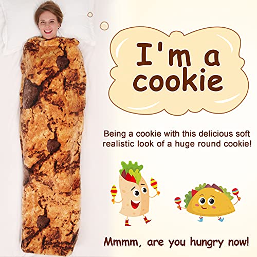 mermaker Cookies Blanket 2.0 Double Sided 80 inches for Adult and Kids, Novelty Realistic Cookies Throw Blanket, 285 GSM Soft Flannel Blanket