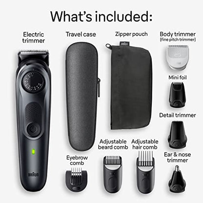 Braun All-in-One Style Kit Series 5 5471, 8-in-1 Trimmer for Men with Beard Trimmer, Body Trimmer for Manscaping, Hair Clippers & More, Ultra-Sharp Blade, 40 Length Settings, Waterproof