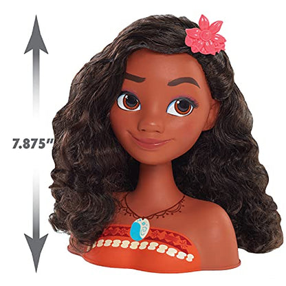 Disney Princess Moana Stying Head, 14-pieces, Black Hair, Brown Eyes, Kids Toys for Ages 3 Up by Just Play