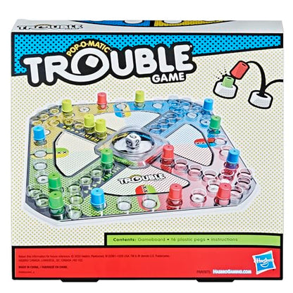 Hasbro Gaming Trouble Board Game for Kids Ages 5 and Up 2-4 Players (Packaging may vary)