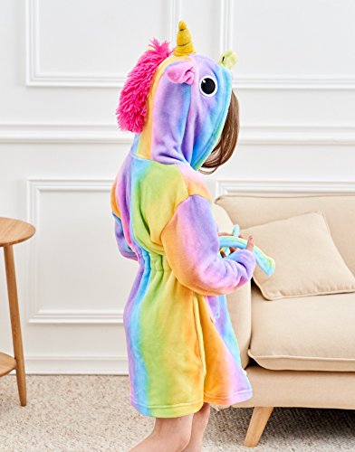 Doctor Unicorn Soft Unicorn Hooded Bathrobe Sleepwear - Unicorn Gifts for Girls (Rainbow, 7-9 Years)