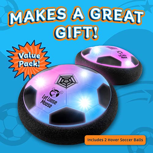 Let Loose Moose Hover Soccer Ball, Set of 2 Light Up LED Soccer Ball Toys, Safe for Indoor Play, Toys for Boys 5-7, Gifts for Boys, Stocking Stuffers for Kids, Fun Gifts, Gifts for 8 Year Old Boys