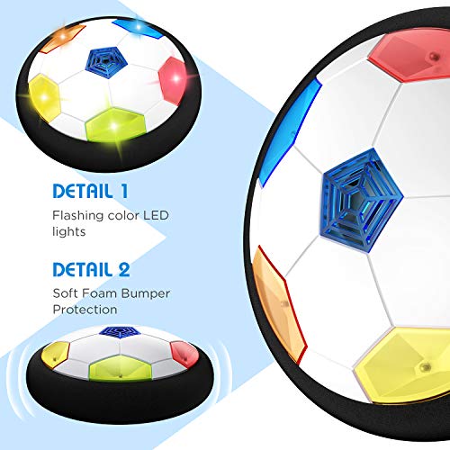 KKONES Kids Toys Hover Soccer Ball (Set of 2), Battery Operated Air Floating Soccer Ball with LED Light and Soft Foam Bumper for Indoor Outdoor Game, Gifts for Age 3 4 5 6 7 8-16 Year Old Boys Girls