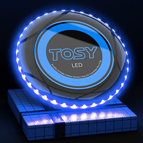 TOSY Flying Disc - 16 Million Color RGB or 36 or 360 LEDs, Extremely Bright, Smart Modes, Auto Light Up, Rechargeable, Perfect Birthday & Camping Gift for Men/Boys/Teens/Kids, 175g frisbees