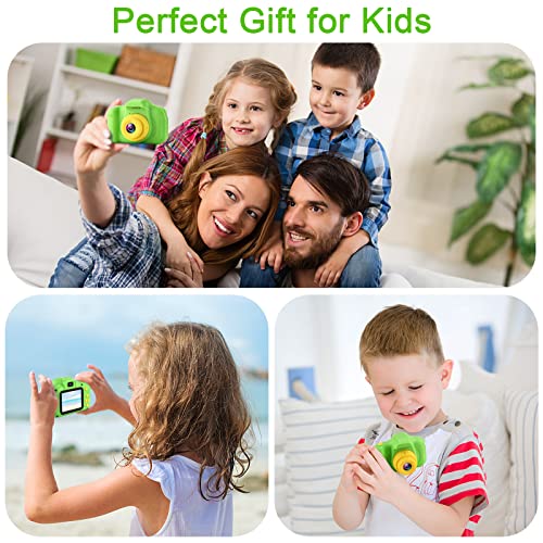 GKTZ Kids Digital Camera, Upgrade Selfie Camera 12MP Toddler Camera Children Video Camcorder, Birthday Gifts for Boys and Girls Age 3 4 5 6 7 8 9 with 32GB SD Card - Green